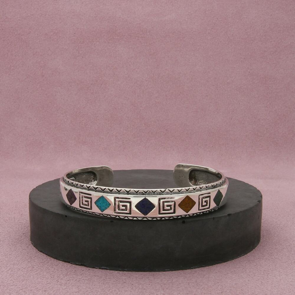 carolyn pollack sterling silver southwesten turquoise cuff bracelet size 6.75in
